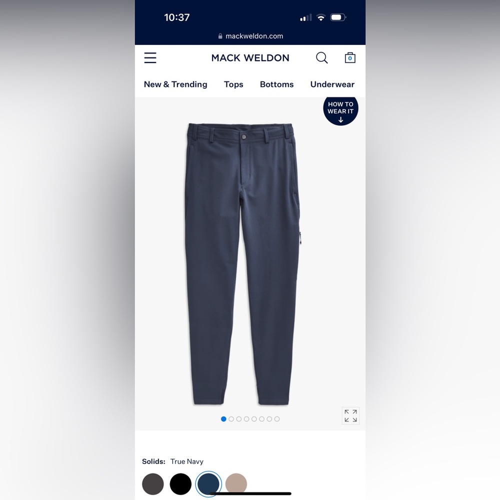 Mack Weldon Radius Flex Pant navy blue pants size large